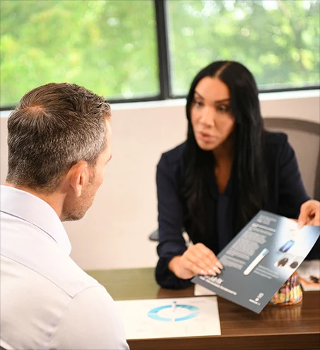 Specialist consulting with a client